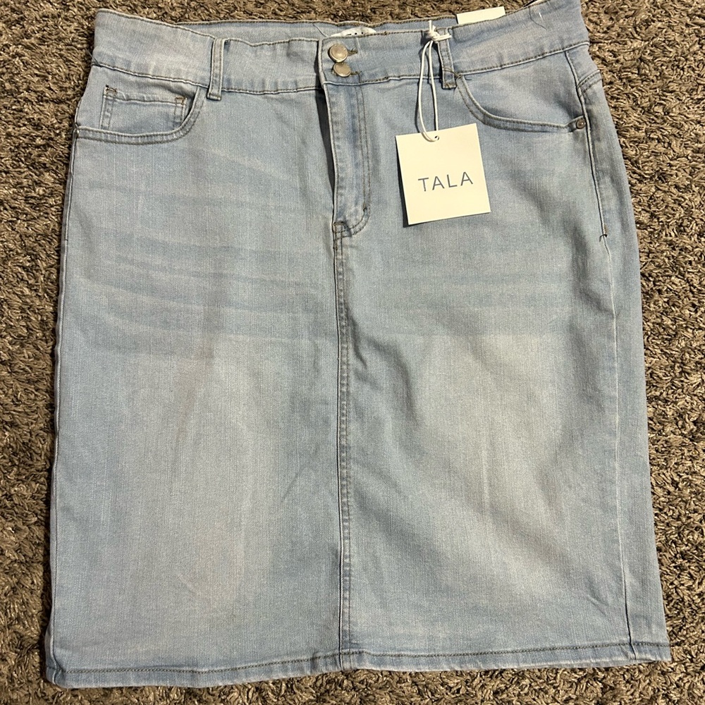 TALA Light Blue Denim Midi Skirt